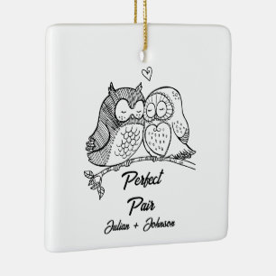 Custom perfect pair matching couple ceramic ornament
