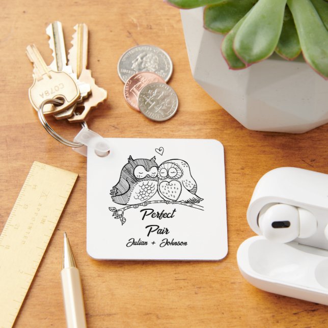 Custom perfect pair matching couple key ring (Desk)