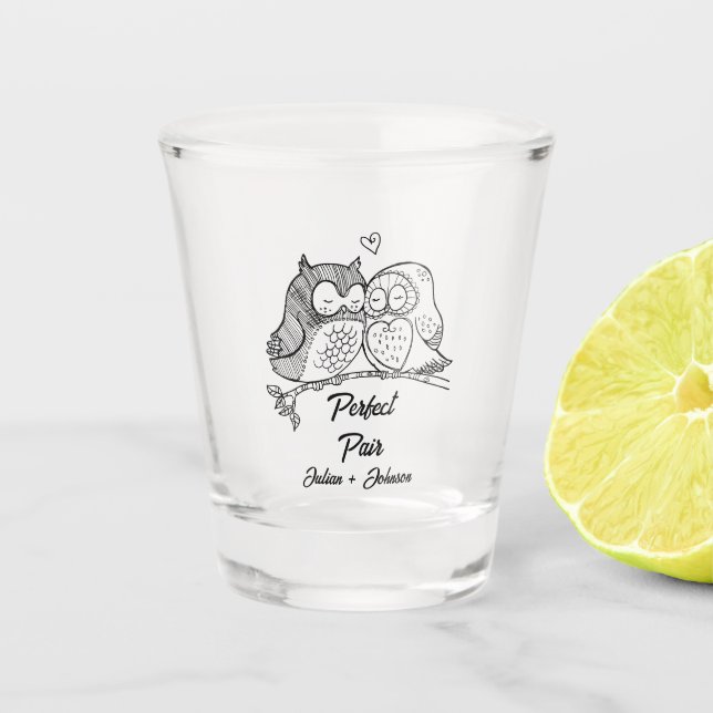 Custom perfect pair matching couple shot glass (Front)