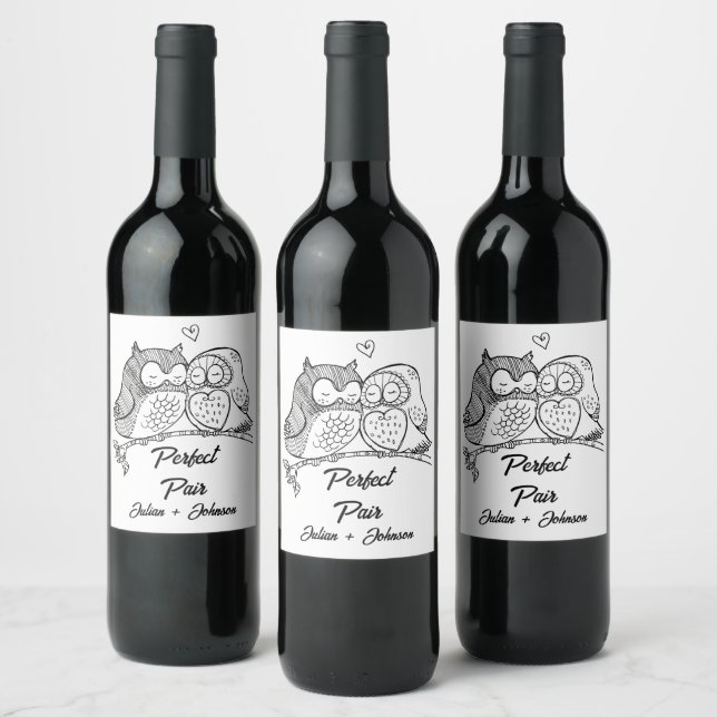 Custom perfect pair matching couple wine label (Bottles)