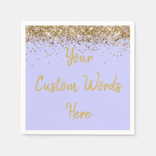 Custom Periwinkle Purple and Gold Birthday Party Napkin