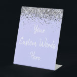 Custom Periwinkle Purple Birthday Party Your Text Pedestal Sign<br><div class="desc">personalised silver glitter table top,  sweet 16 quinceanera sixteen 16th,  40th 50th wedding reception gift,  personalised anniversary 30th 21st 15th,  bachelorette bridal 20th twenty fifth,  25th 35th 45th first daughter,  girl wife mum 1st granddaughter,  light pale 5th 10th 18th,  55th 60th 70th hen night,  for baby shower 80th 90th</div>