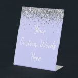 Custom Periwinkle Purple Birthday Party Your Text Pedestal Sign<br><div class="desc">personalised silver glitter table top,  sweet 16 quinceanera sixteen 16th,  40th 50th wedding reception gift,  personalised anniversary 30th 21st 15th,  bachelorette bridal 20th twenty fifth,  25th 35th 45th first daughter,  girl wife mum 1st granddaughter,  light pale 5th 10th 18th,  55th 60th 70th hen night,  for baby shower 80th 90th</div>
