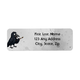 Custom Personal Artist Cartoon Fun Crow Painting Return Address Label