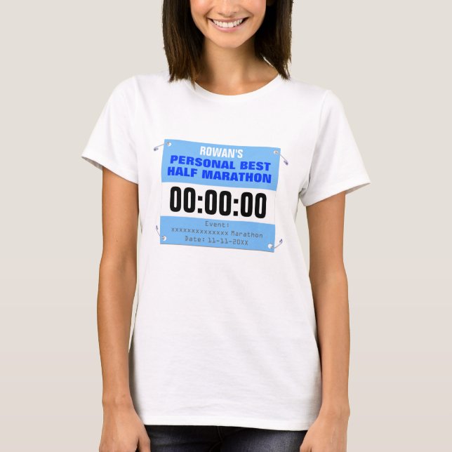 Custom Personal Best Half-Marathon Runner T-Shirt (Front)