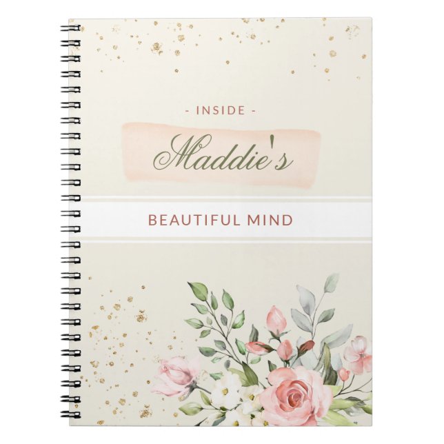 Custom Personal Diary Daily Ladies Floral Elegant Notebook (Front)