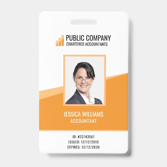 Custom Personal Photo Employee Staff ID Badge (Front)