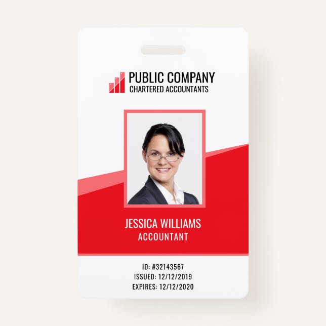 Custom Personal Photo Employee Staff ID Badge (Front)