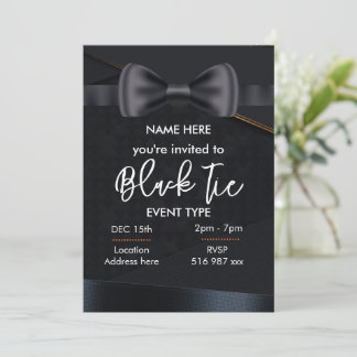 Custom personalise black tie invitation