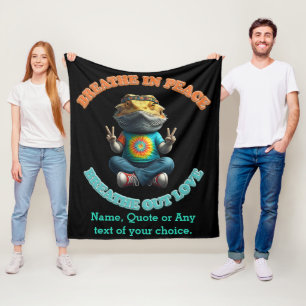 Custom Personalise Boho Bearded Dragon Hippie Fleece Blanket