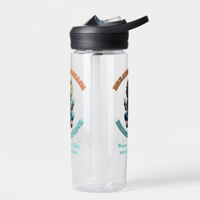 Custom Personalise Boho Bearded Dragon Hippie  Water Bottle (Left)