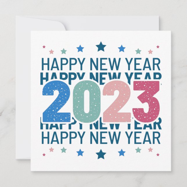 Custom Personalise Colourful Happy New Year 2023 Save The Date (Front)