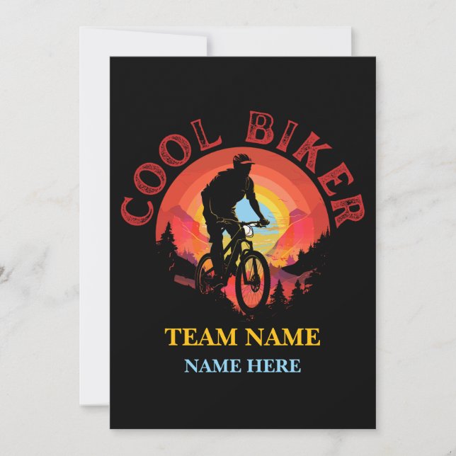 Custom Personalise Name Cool Biker Biking Team Invitation (Front)