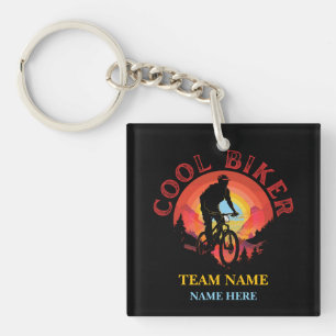 Custom Personalise Name Cool Biker Biking Team Key Ring