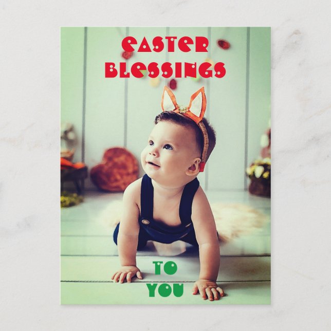 Custom Personalise Name EASTER BLESSINGS Greetings Postcard (Front)