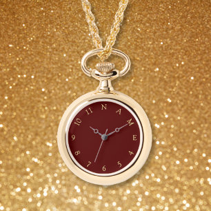 Custom Personalise Name Womens Gold Necklace Watch
