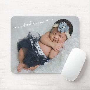 Custom Personalise Photo And Baby Name Template Mouse Pad