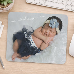 Custom Personalise Photo And Baby Name Template Mouse Pad