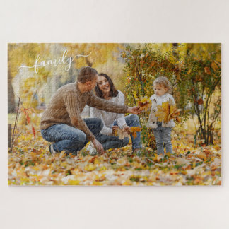Custom Personalise Photo Template w/ Family Text Jigsaw Puzzle