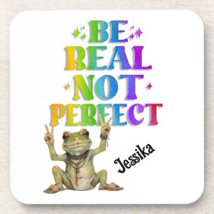 Custom Personalise Positive boho frog Hippie  Coaster