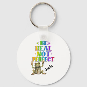 Custom Personalise Positive boho frog Hippie Key Ring