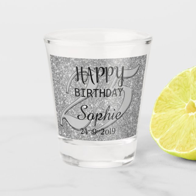 Custom Personalised 25th Birthday Shot Glass (Front)