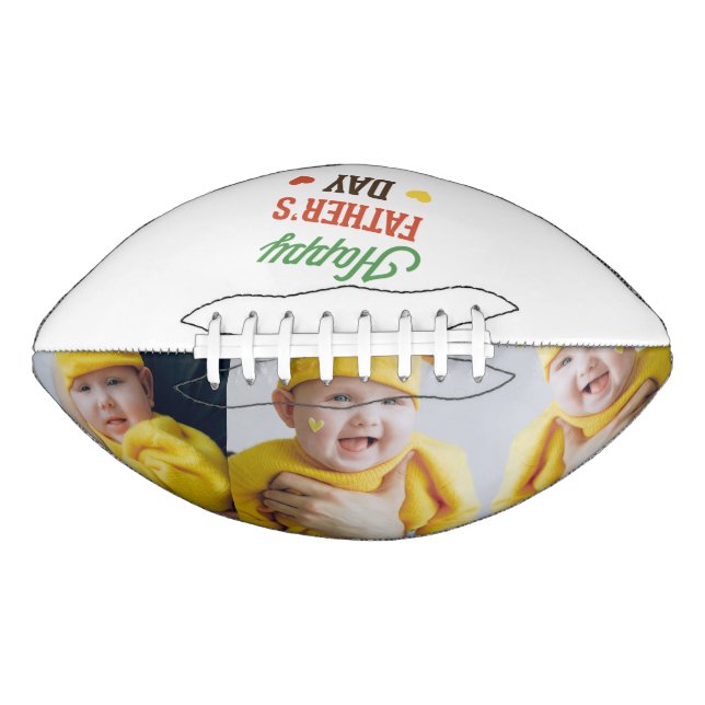 Custom Personalised 3 Photo Fathers Day Football (Front)