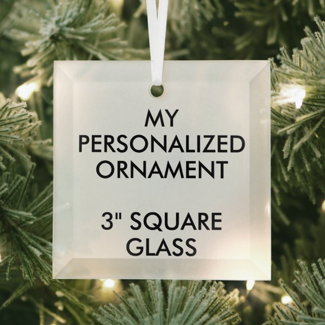 Custom Personalised 3" SQUARE GLASS ORNAMENT (Insitu)