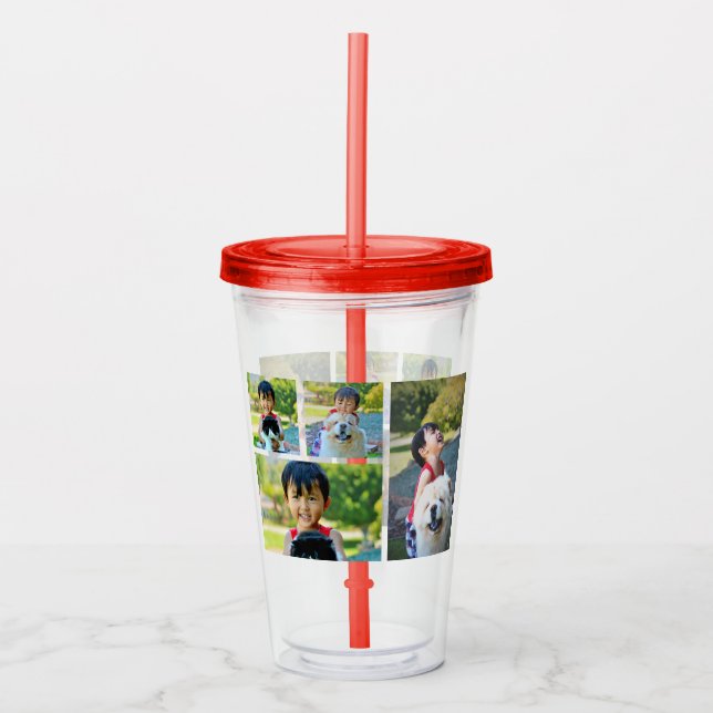 Custom Personalised 4 Photo Full Colour Gift Acrylic Tumbler (Front)