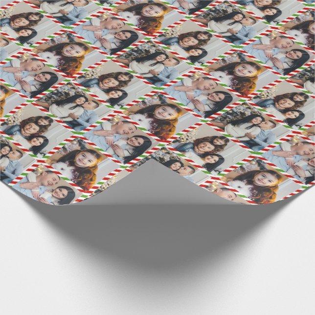 Custom Personalised 4 Photos Collage Christmas Wrapping Paper (Corner)