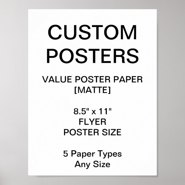 Custom Personalised 8.5"x11" Value Matte Poster (Front)