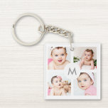 Custom Personalised 8 Photo Collage Monogram White Key Ring<br><div class="desc">Create your own personalised keychain with your custom images and monogram. Add your favourite family photos, instagram images, designs or artworks to create something really unique. To edit this design template, click 'Change' button and upload your own images as shown above. Treat yourself or make the perfect gift for family,...</div>