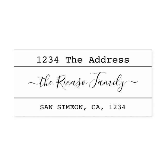 Custom Personalised Address Elegant Scroll Text Rubber Stamp (Imprint)