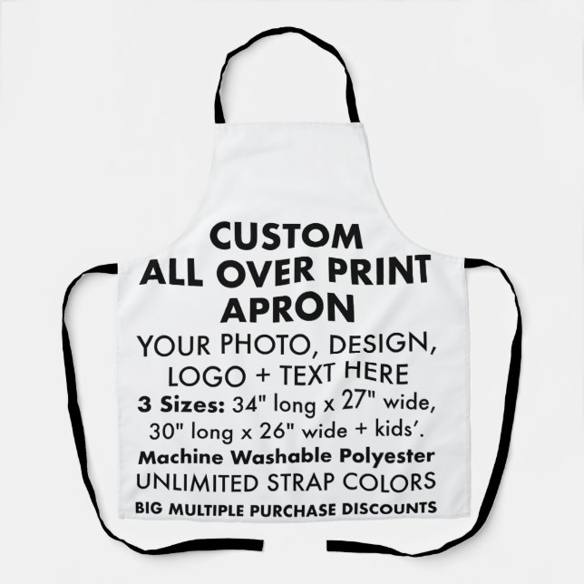 Custom Personalised All Over Print Apron 30" Long (Front)