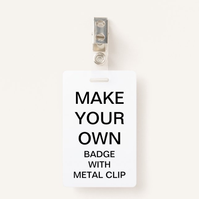 Custom Personalised BADGE WITH METAL CLIP ID Badge (Front with Clip)
