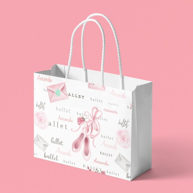 Custom Personalised Ballerina Ballet Pink Large Gift Bag (Creator Uploaded)