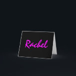 Custom Personalised Bat Mitzvah Thank You Note Card<br><div class="desc">Custom personalised thank you card with the Bat Mitzvah girl's name in vibrant hot pink on a glossy black background. Matching postage stamp is also available.</div>