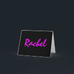 Custom Personalised Bat Mitzvah Thank You Note Card<br><div class="desc">Custom personalised thank you card with the Bat Mitzvah girl's name in vibrant hot pink on a glossy black background. Matching postage stamp is also available.</div>