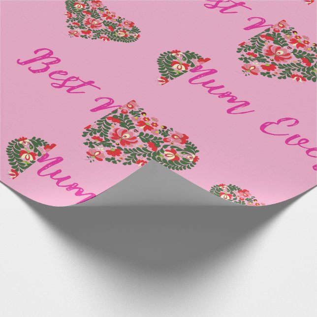 Custom Personalised Best Mum Ever Script Wrapping Paper (Corner)