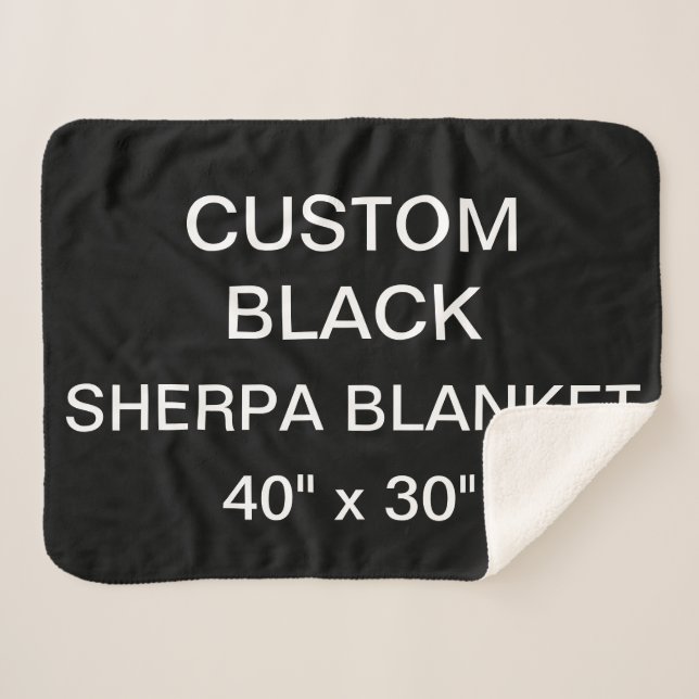 Custom Personalised BLACK 40" x 30" Sherpa Blanket (Front (Horizontal))