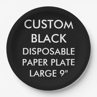 Custom Personalised Black Disposable Paper Plate
