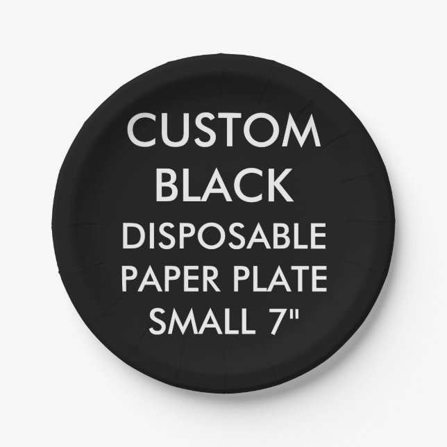 Custom Personalised Black Disposable Paper Plate (Front)