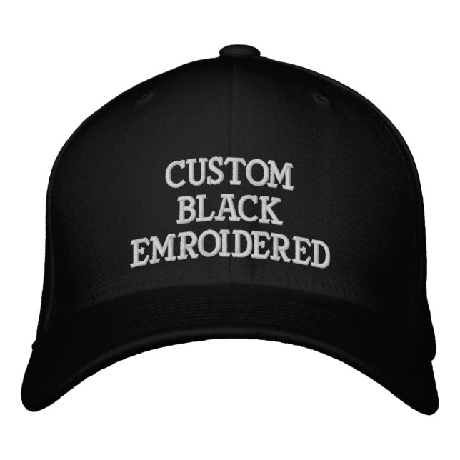 Custom Personalised Black Embroidered Baseball Cap (Front)