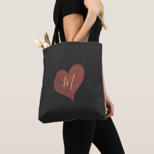 Custom Personalised Black Faux Leather Tote Bag