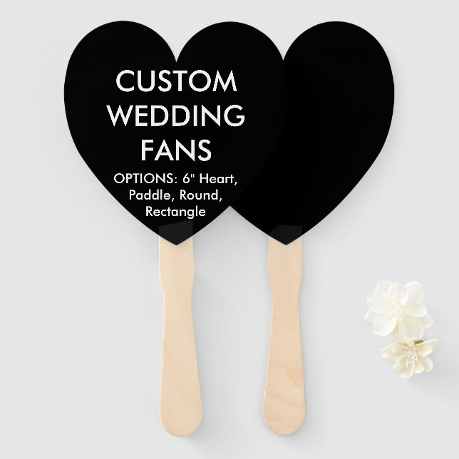 Custom Personalised BLACK HEART WEDDING FANS (Front and Back)