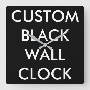 Custom Personalised BLACK Large Square Wall Clock