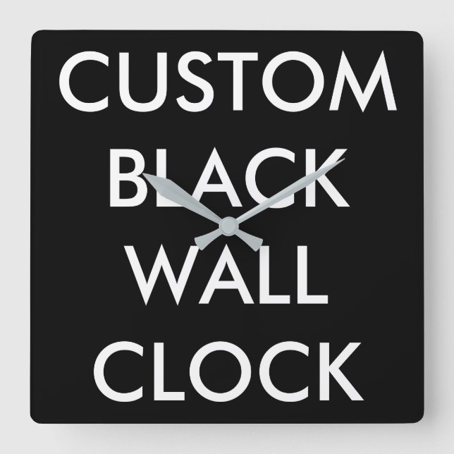 Custom Personalised BLACK Large Square Wall Clock (Front)
