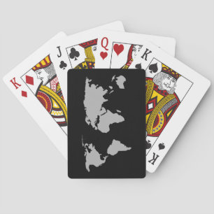 Custom ,personalised black , world map  playing cards