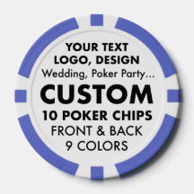 Custom personalised BLUE Poker Chips (9 colours)