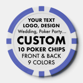 Custom personalised BLUE Poker Chips (9 colours)